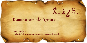 Kummerer Ágnes névjegykártya